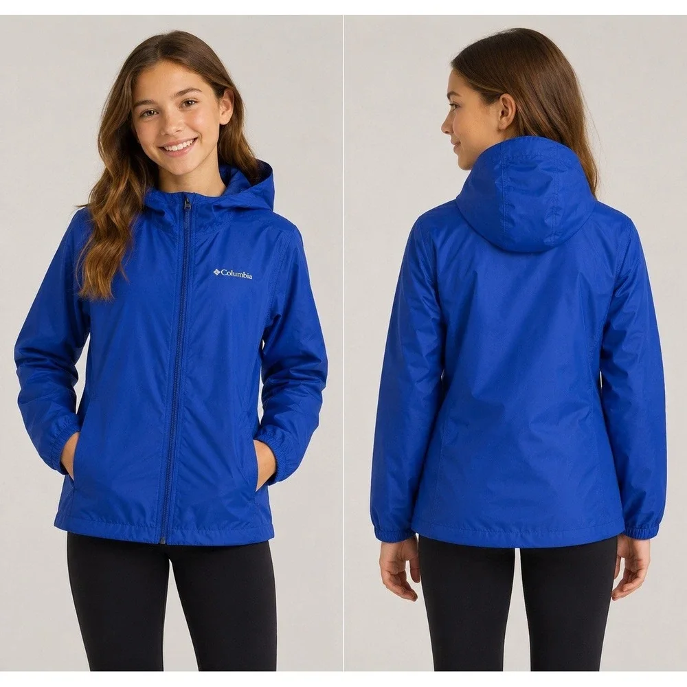 COLUMBIA Jacket Youth‎ XL Pixel Grabber Reversible Hooded Full Zip Blue NEW
